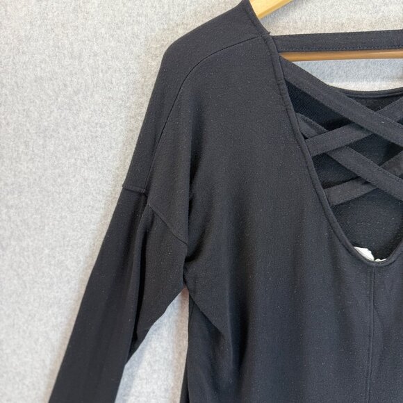 Athleta Womens Black Cross Back Sweater Long Sleeve‎ Shirt Modal Blend Size XXS - Picture 9 of 15